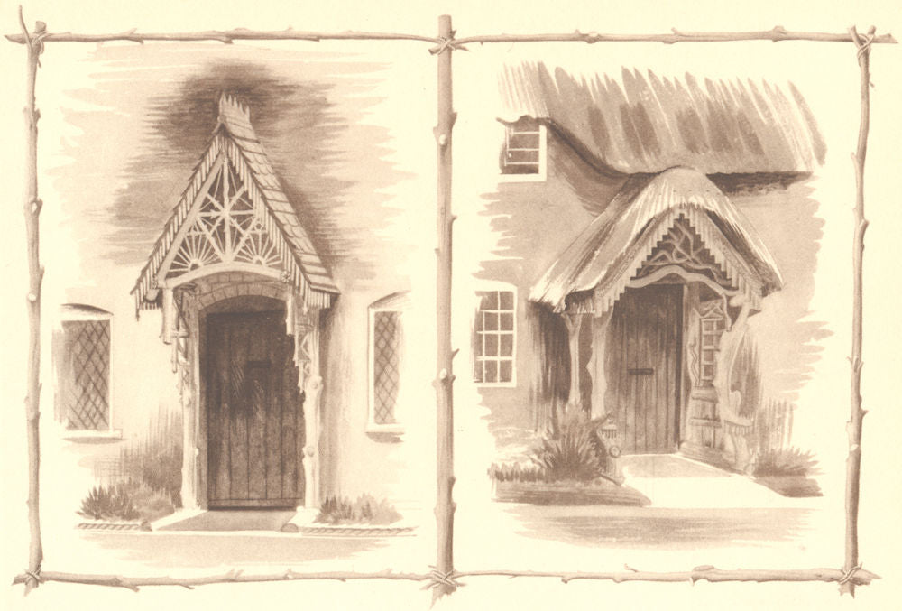 CANFORD MAGNA. Cottages. Dorset. By Barbara Jones 1949 old vintage print